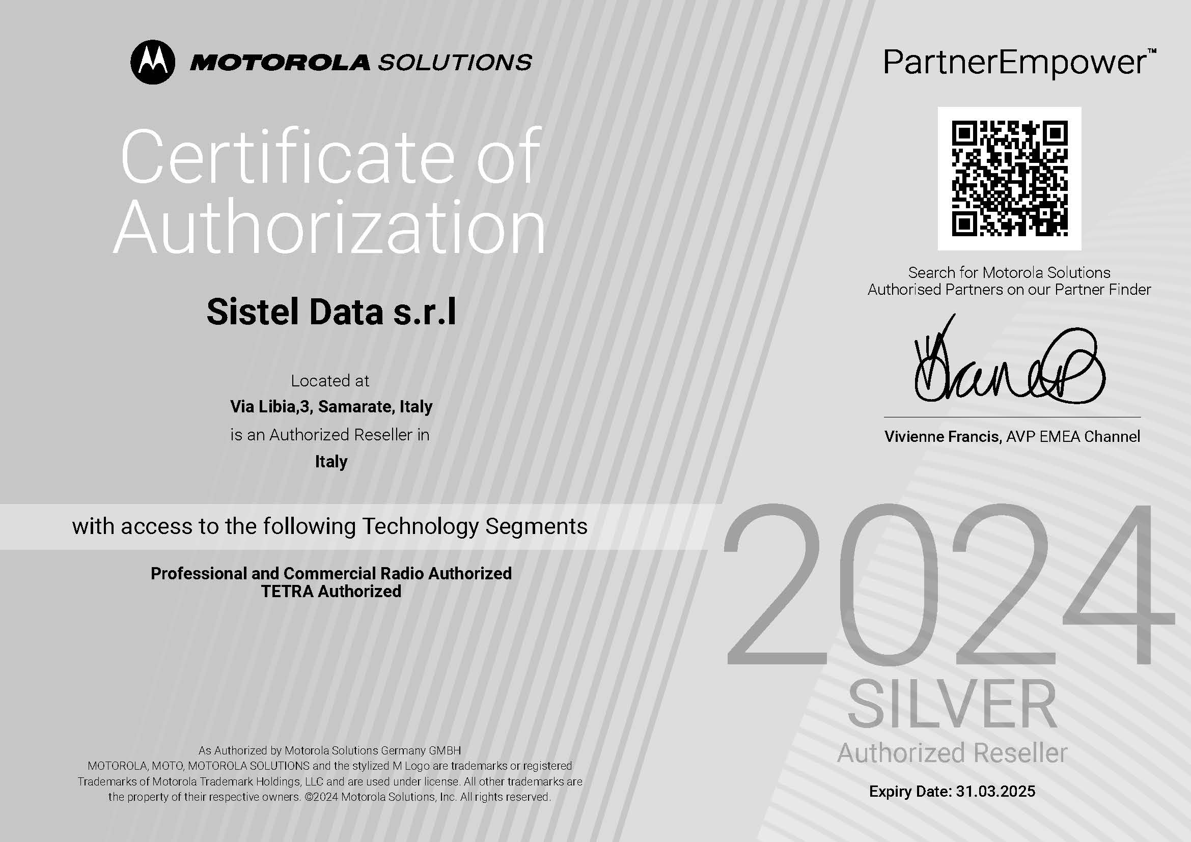 Sistel Data s.r.l_PartnerEmpower Certificate_2024