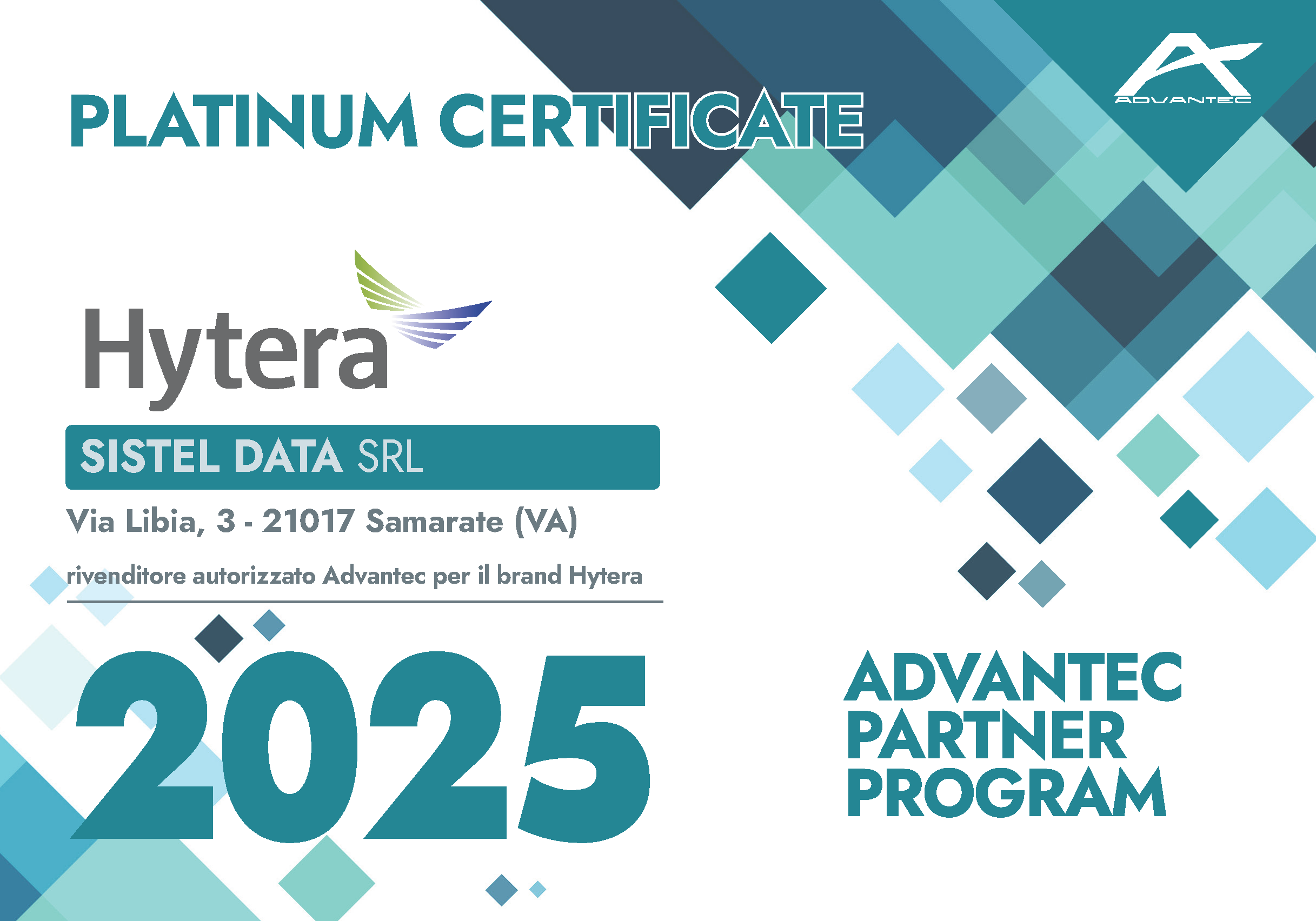 HYTERA Platinum Certificate 2025